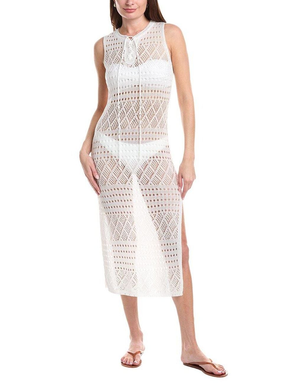 Salty Lemon White Laced Up Front Maxi Dress