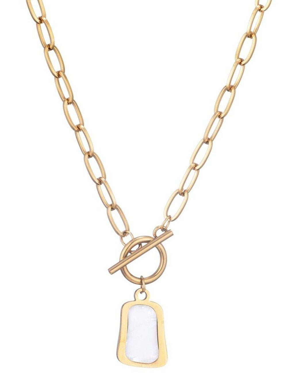Adornia Metallic 18K Plated Stainless Steel Mother Of Pearl Tarnish-Resistant Toggle Necklace