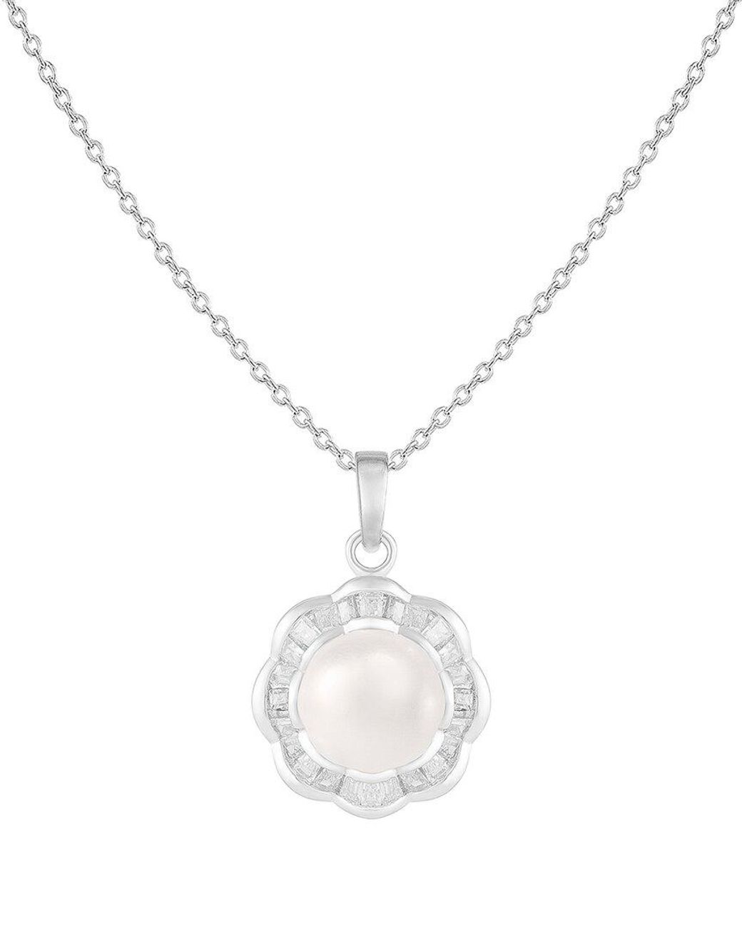 Splendid White 9-9.5Mm Pearl Cz Dangle Set