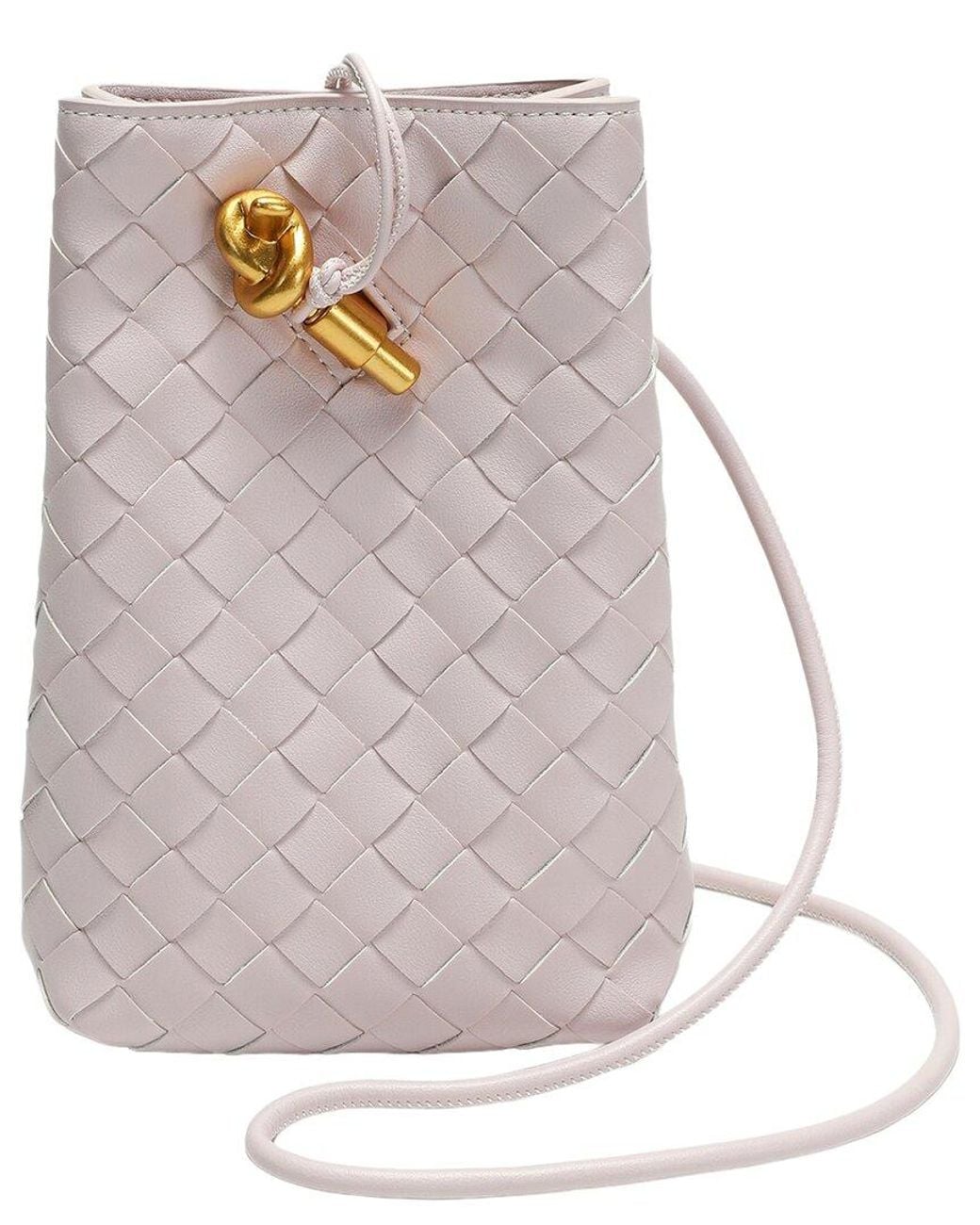 Tiffany & Fred Paris Gray Handwoven Leather Mini Bucket Bag