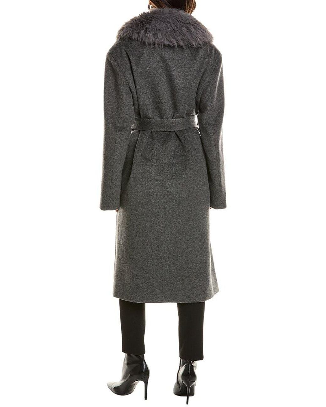 Lamarque Multicolor Faux Fur Collar Coat