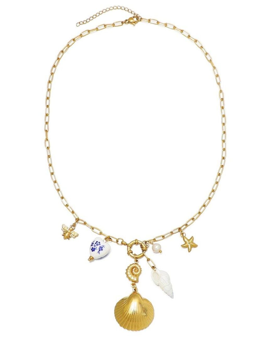 Adornia Metallic 18K Plated Stainless Steel Tarnish-Resistant Shell & Charm Necklace