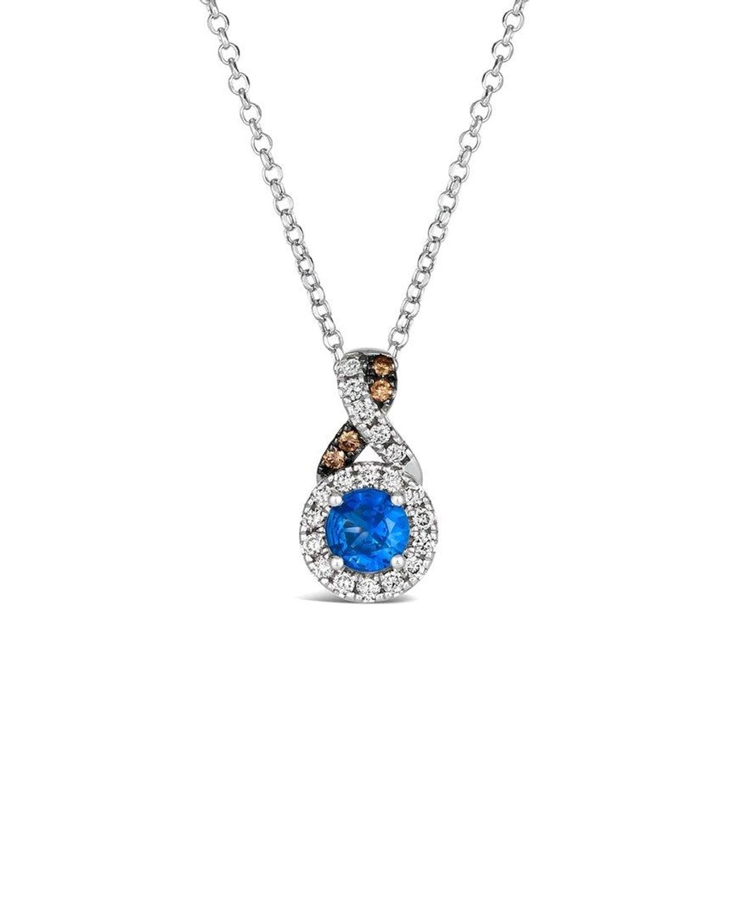 Le Vian White Le Vian Cornflower Sapphire 14K 0.48 Ct. Tw. Diamond & Ceylon Sapphire Pendant Necklace