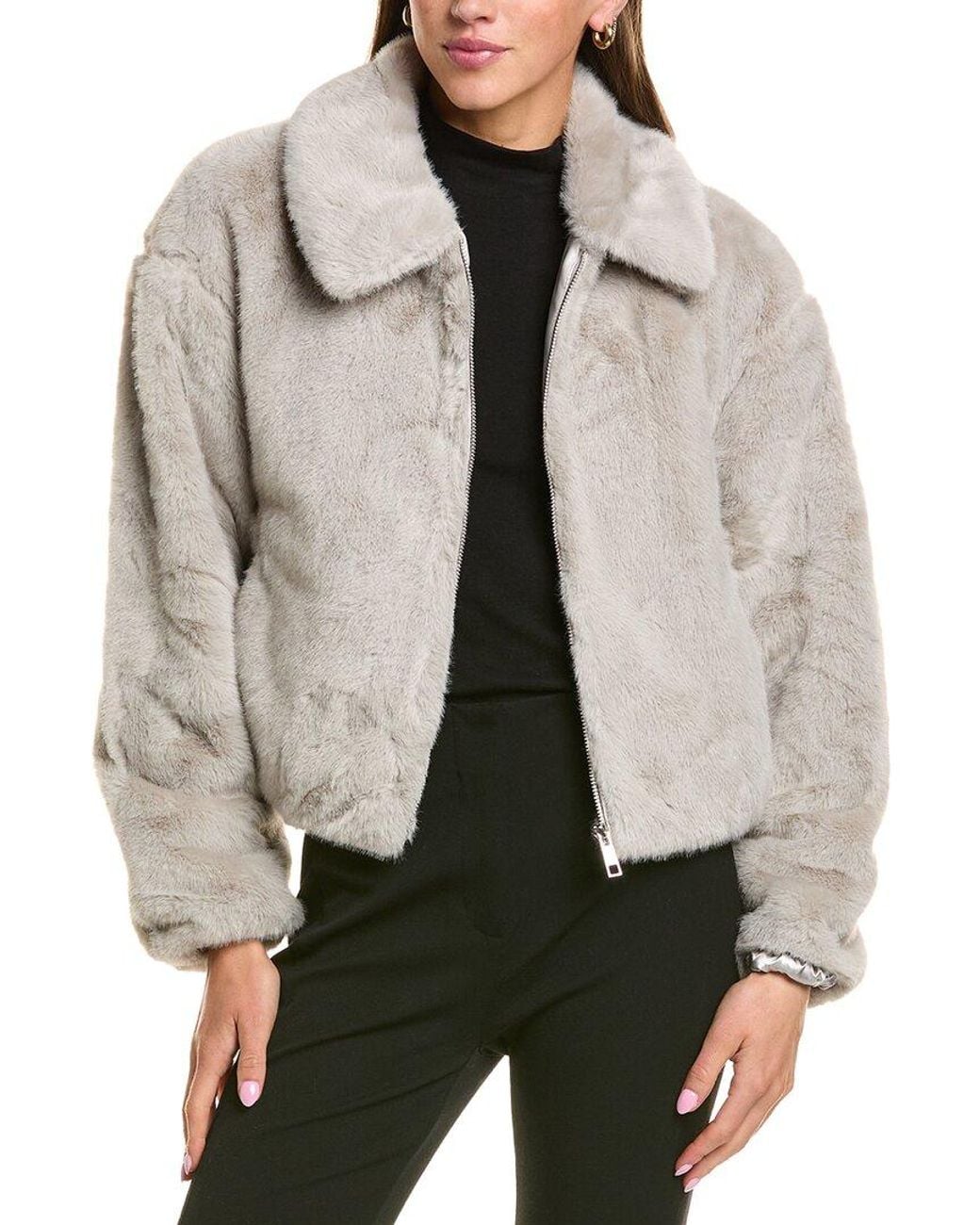 Cece Gray Zip Front Short Blouson Jacket
