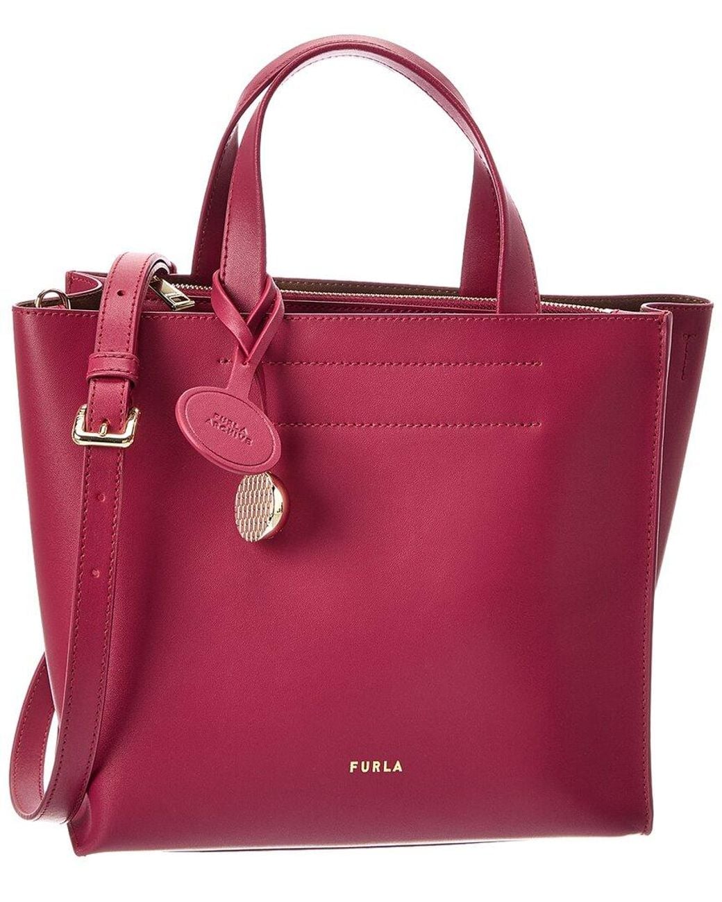 Furla Red Divide It Small Leather Tote