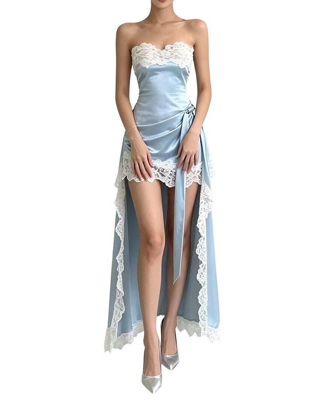 Linda Charm Blue Sleeveless Mini Dress