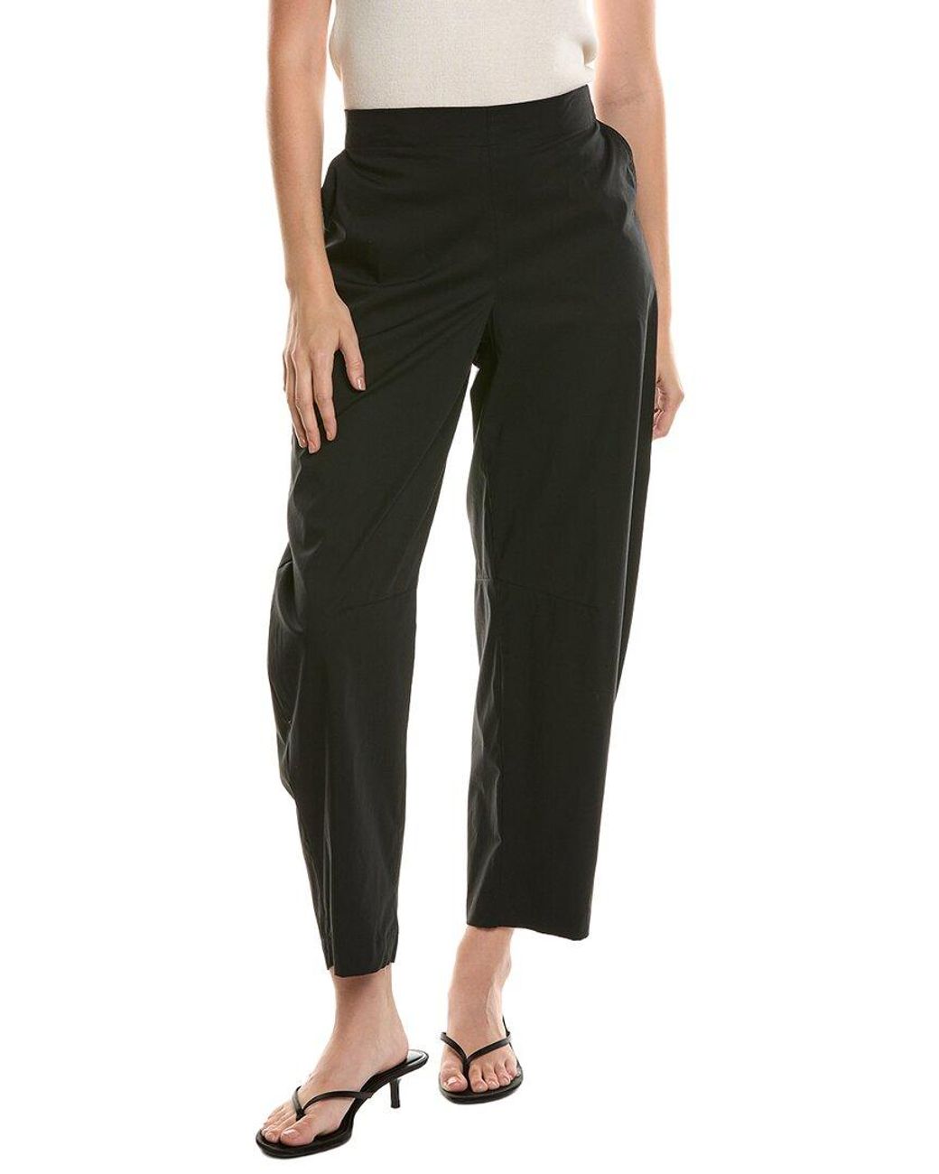 Anne Klein Black Pull-On Barrel Leg Poplin Pant