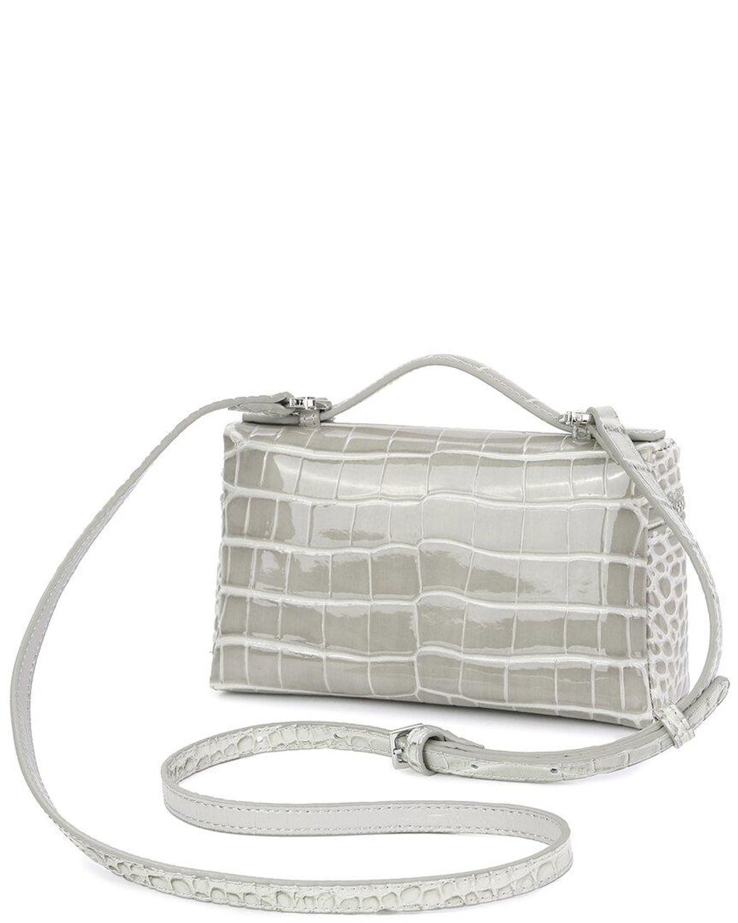Tiffany & Fred Paris Gray Croc-Embossed Mini Leather Tote