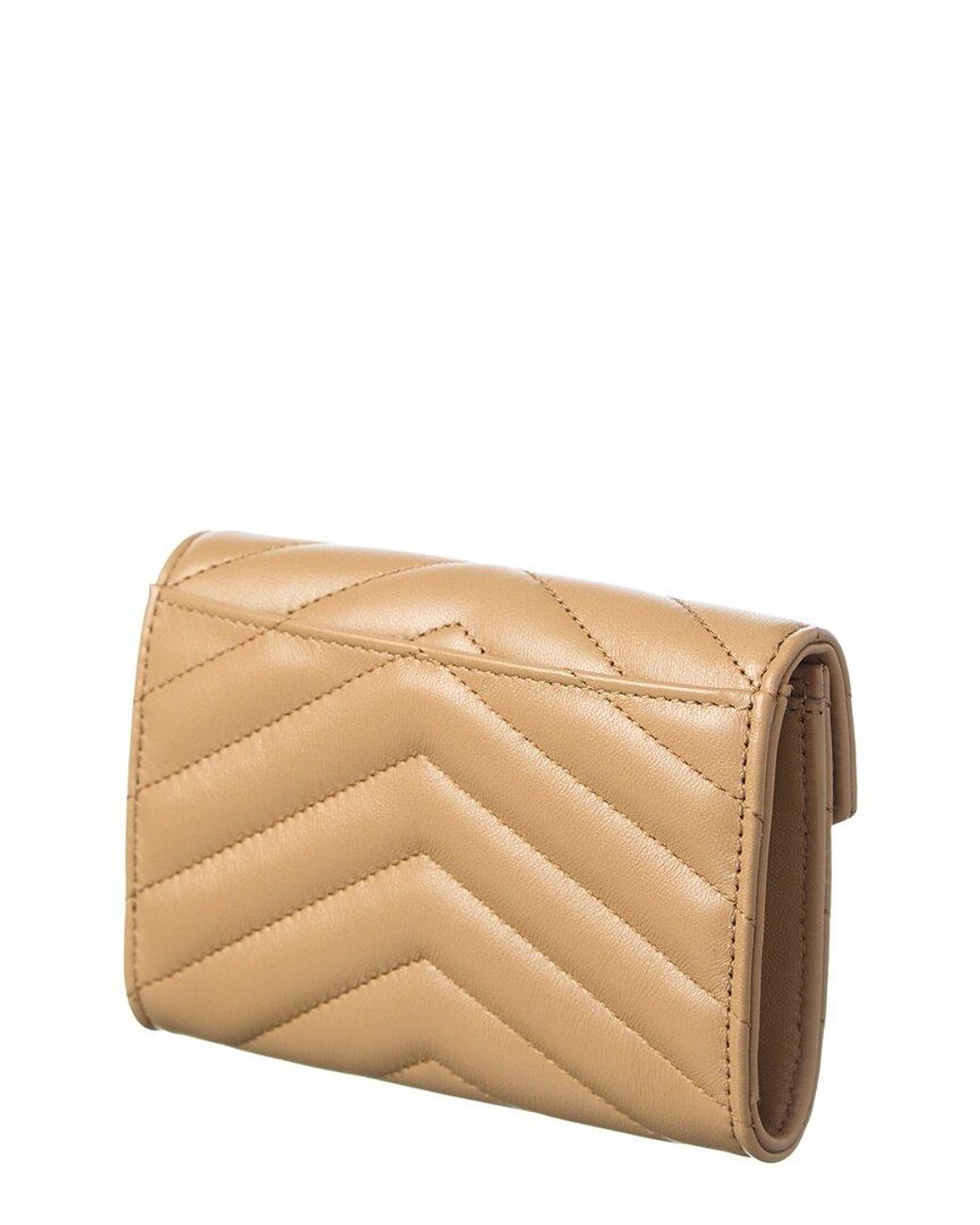 Saint Laurent Natural Small Matelasse Leather Envelope Wallet