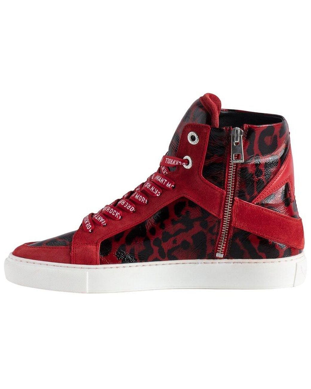 Zadig & Voltaire Red High Flash Shiny Leather Sneaker