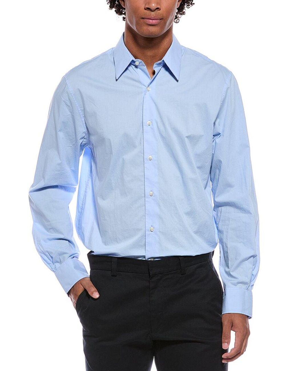 Officine Generale Blue Poplin Shirt for men