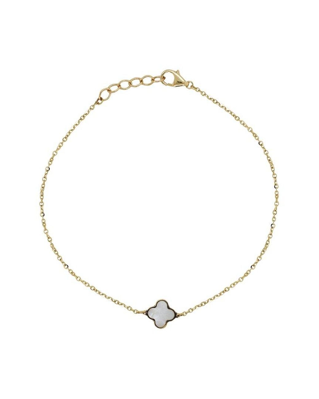 Italian Gold Metallic 14K Pearl Clover Bracelet