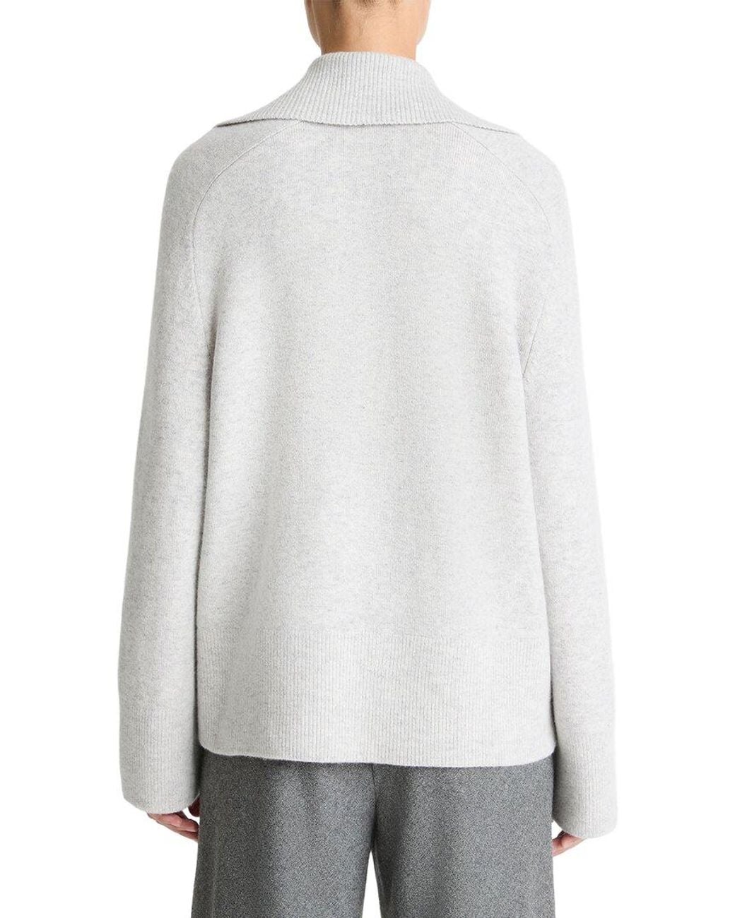 Vince Gray Oversized Wool & Cashmere-Blend Polo Sweater