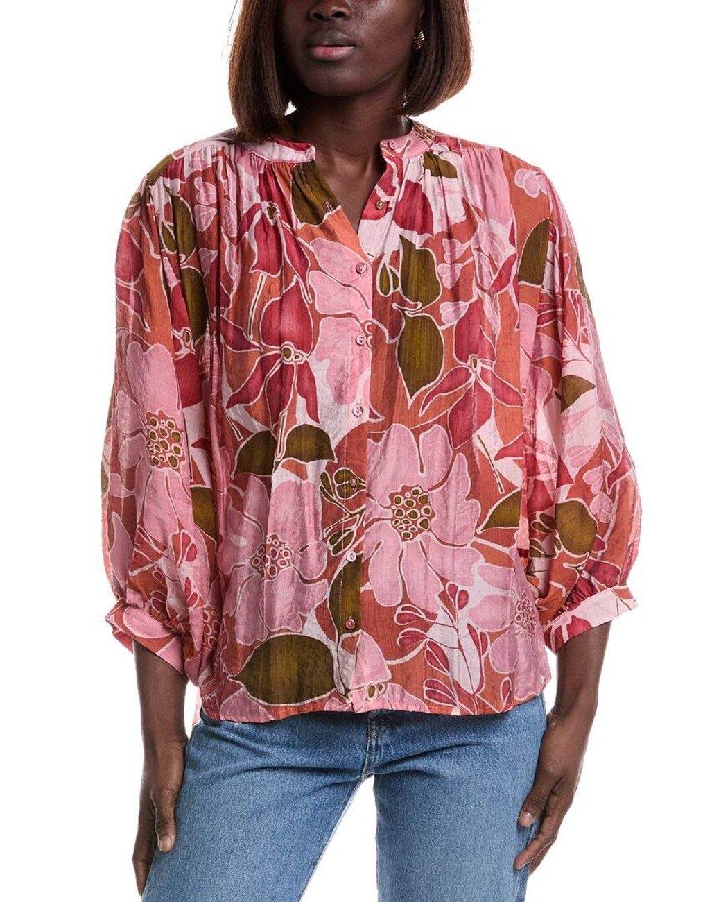 LUXE ALWAYS Red Long Sleeve Blouse