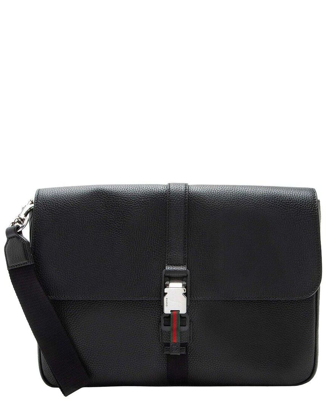Gucci Black Leather Web Business Document Case (Authentic Pre-Loved)