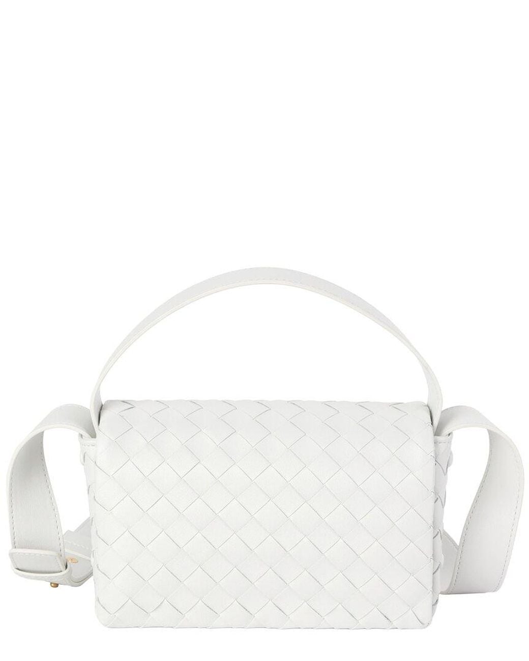 Tiffany & Fred Paris White Woven Leather Flap Crossbody