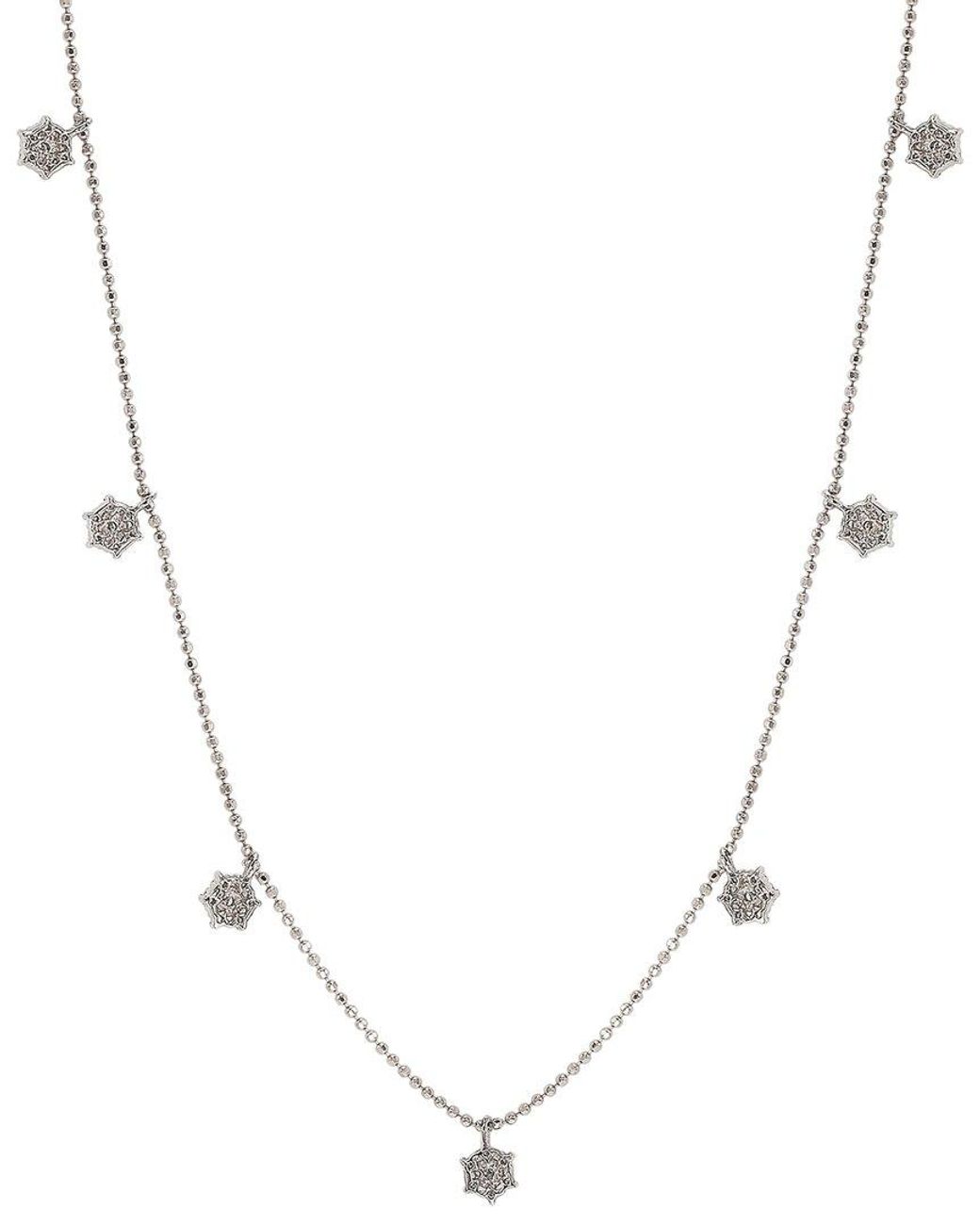 Suzy Levian Metallic 14k 0.30 Ct. Tw. Diamond Flower Station Necklace