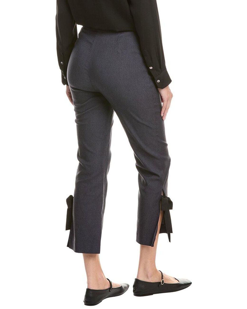 Laundry by Shelli Segal Black Side Slit Bow Trim Crop Bootcut Pant