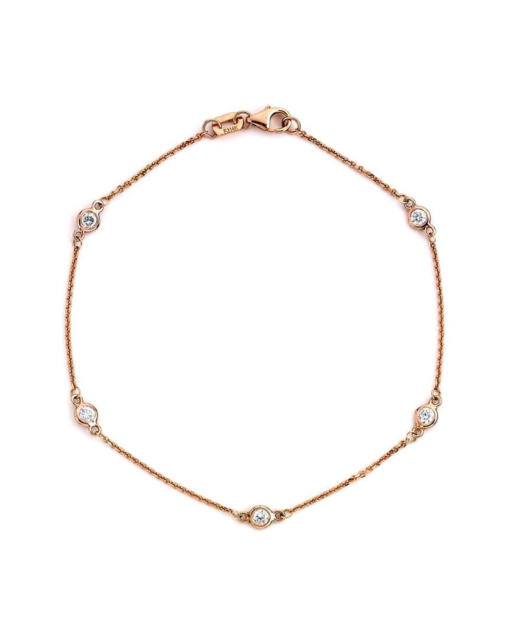 Suzy Levian Metallic 14k 0.15 Ct. Tw. Diamond Station Bracelet