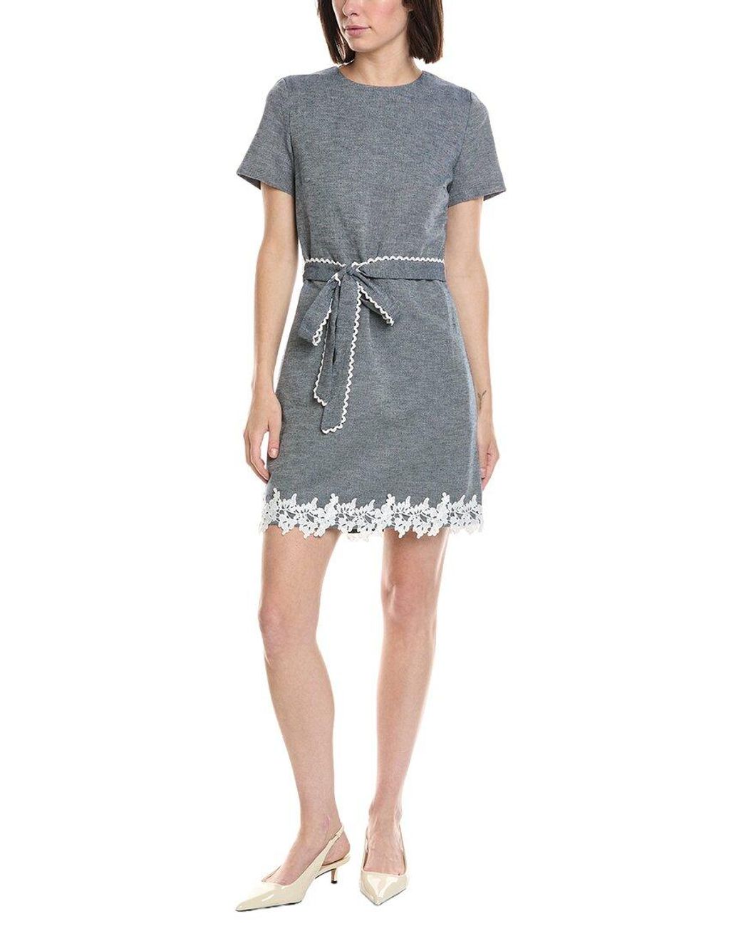 Cece Blue A-Line Linen-Blend Mini Dress