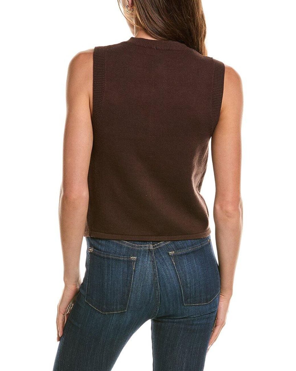 525 America Brown Chanel Style Vest Sweater