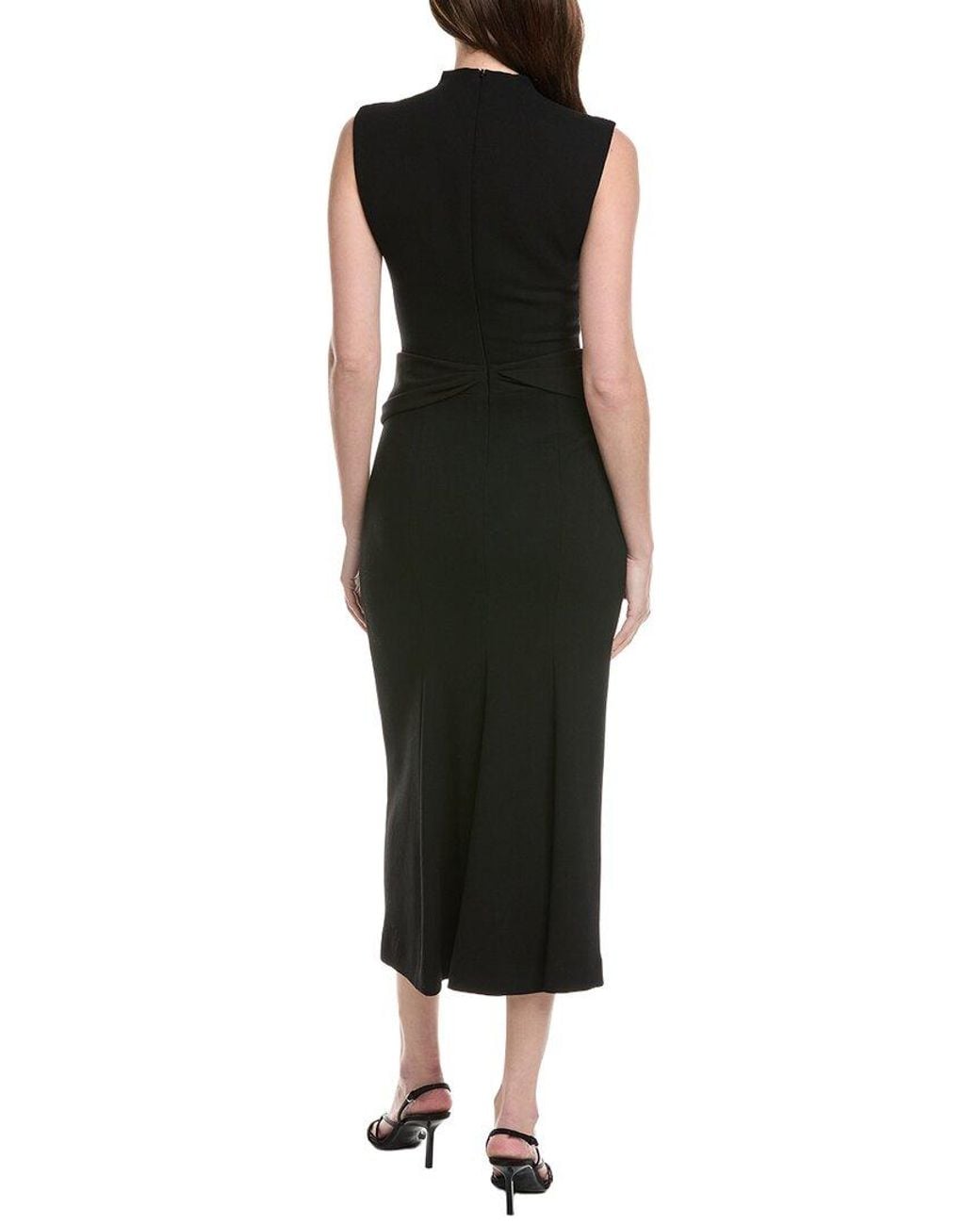 Lela Rose Black Cummerbund Wool-Blend Dress