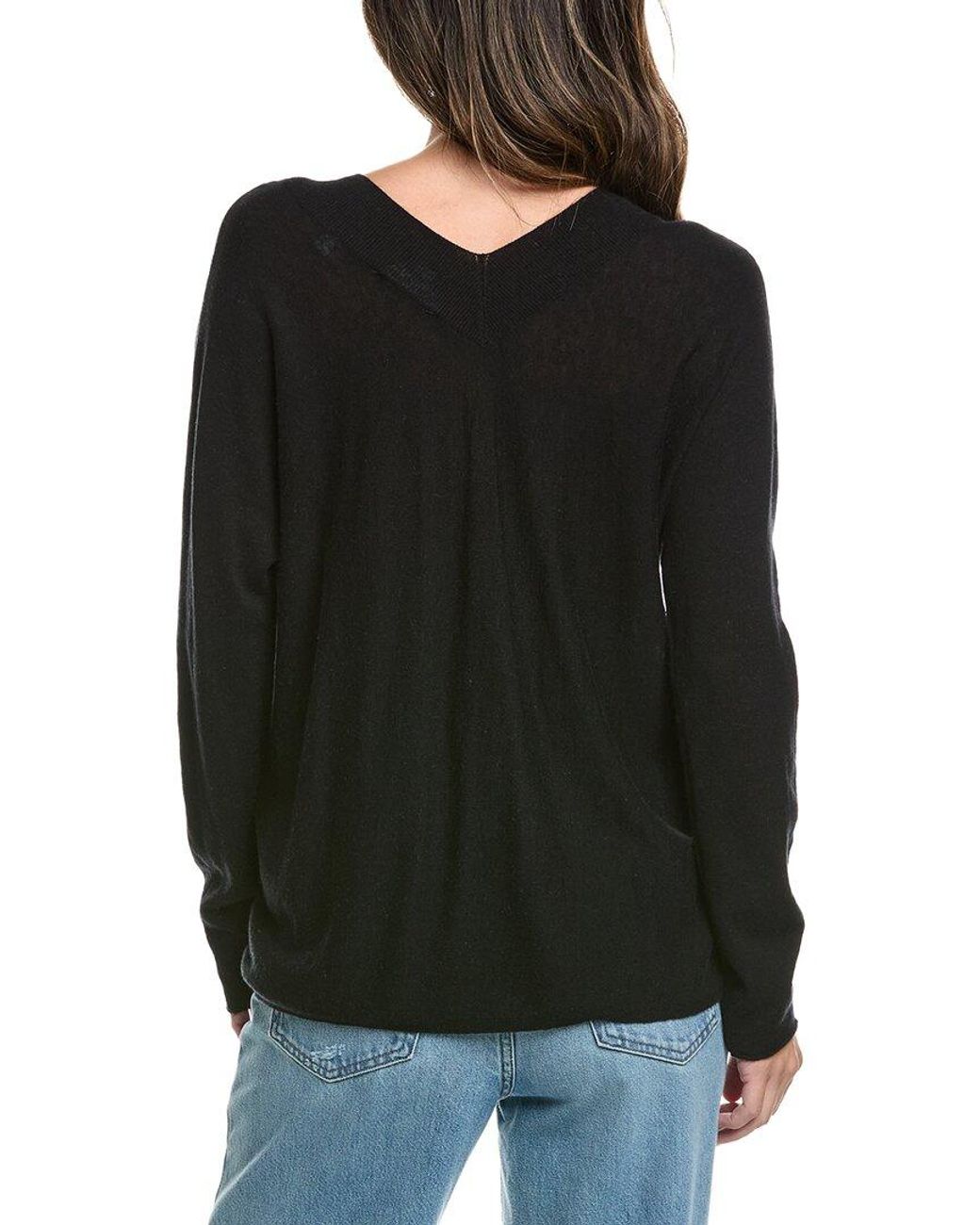 Vince Black Double V-Neck Pullover