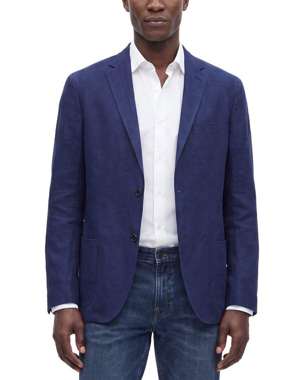 Corneliani Blue Cc Collection Linen-Blend Jacket for men