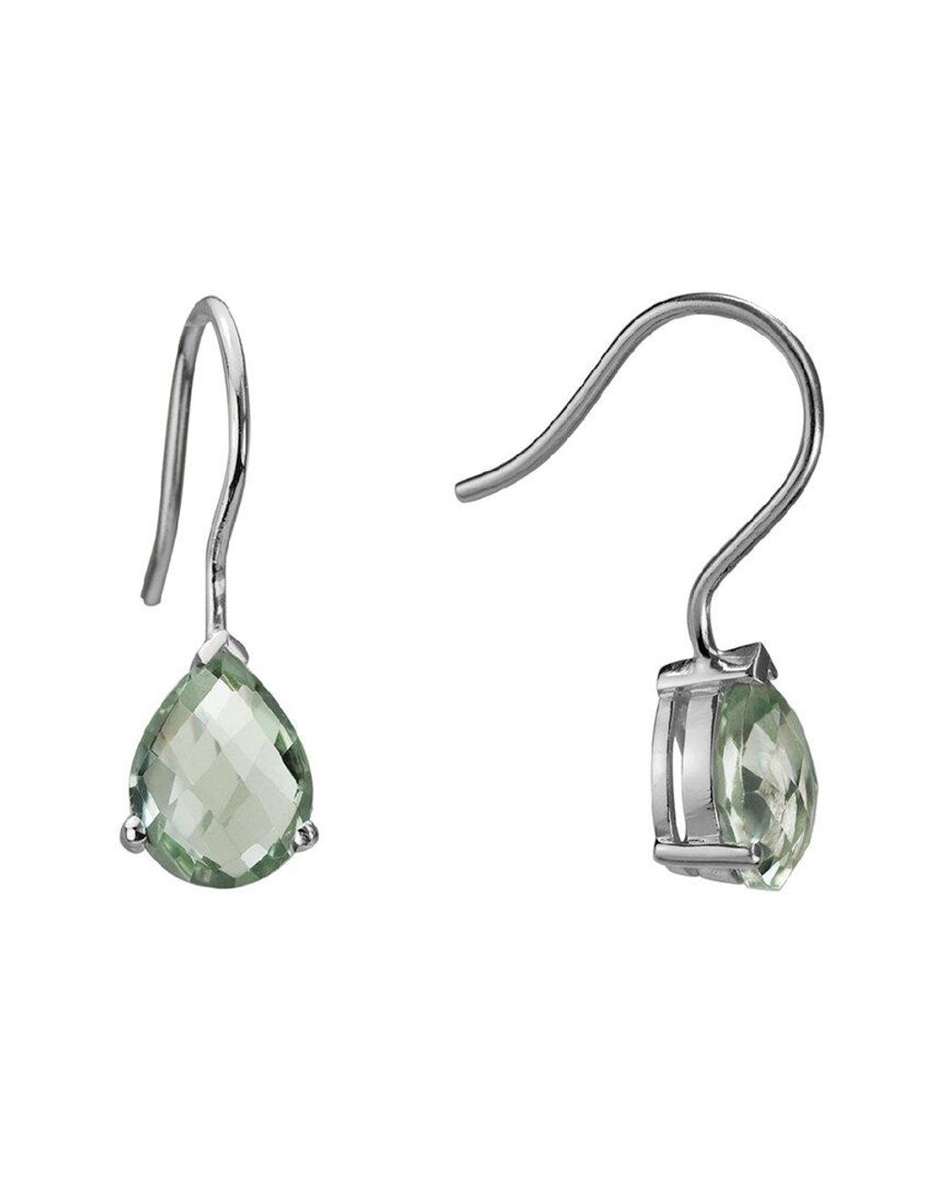 Gemstones Metallic Silver 4.10 Ct. Tw. Prasiolite Earrings