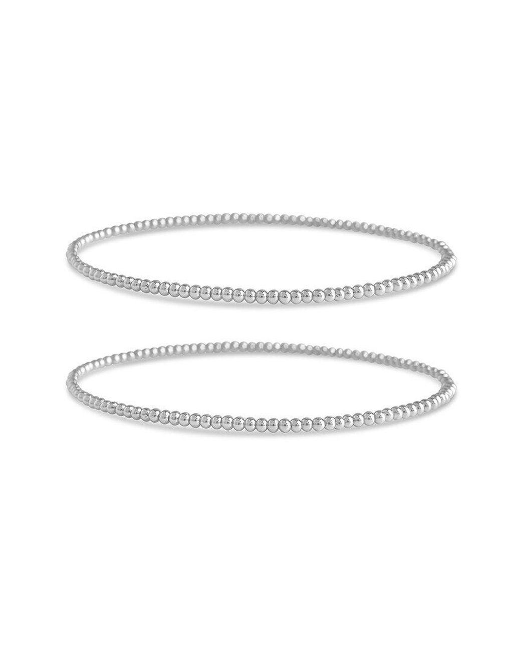 Sterling Forever White Beaded Stretch Bracelet Set
