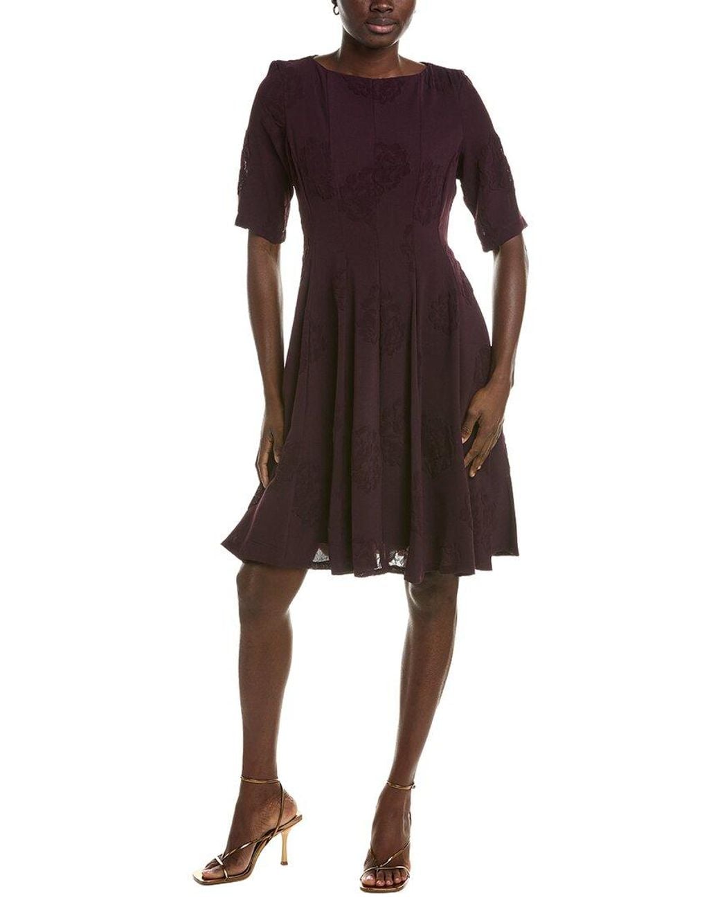 Maison Tara Brown Short Sleeve Midi Dress