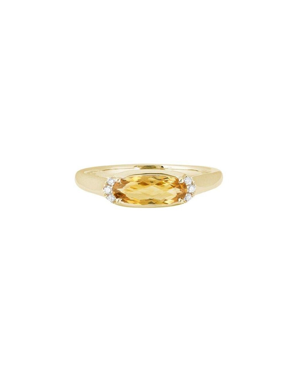 Diamond Select Cuts Metallic 14K Diamond .05 Ct. & .79 Ct. Citrine Ring