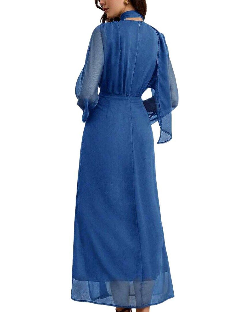XIRELLI Blue Solid Maxi Dress