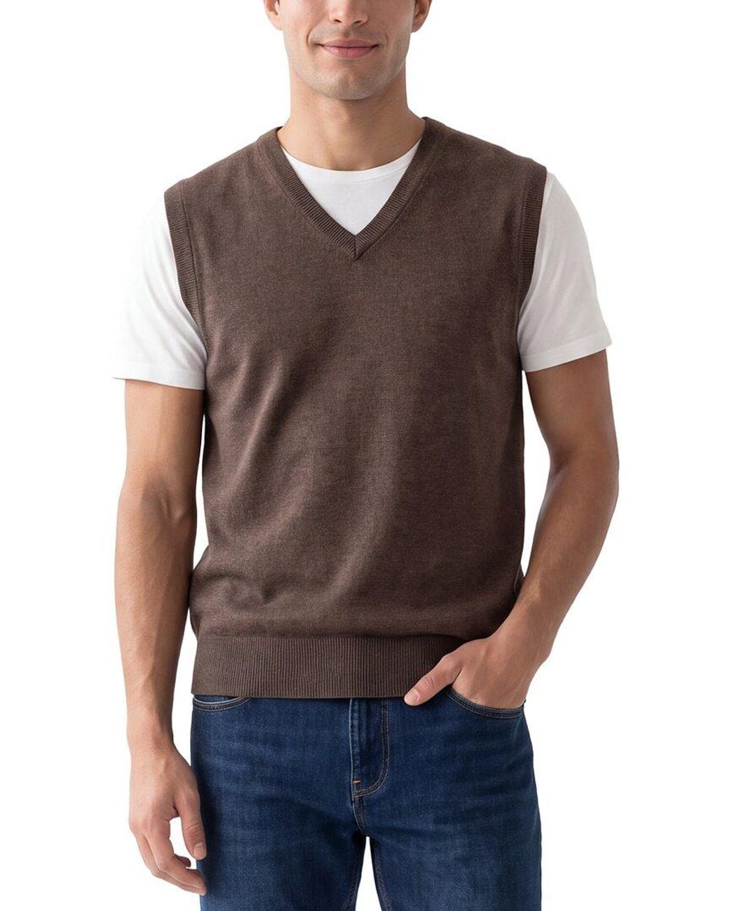 Raffi Gray Merino Wool V-Neck Vest for men