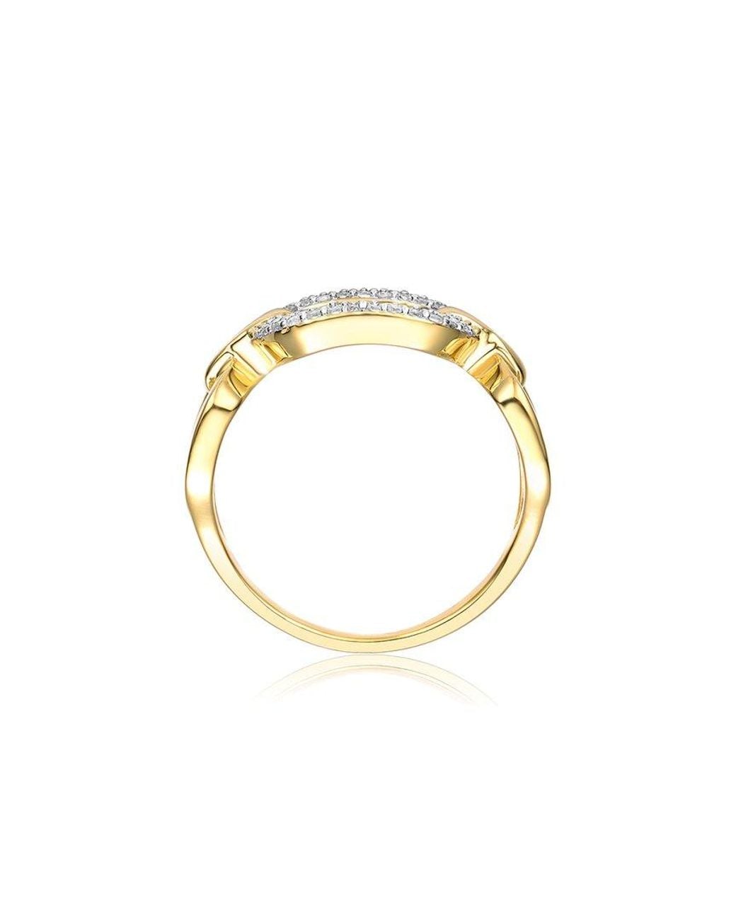 Rachel Glauber Metallic 14k Plated Cz Triple Chain Link Ring