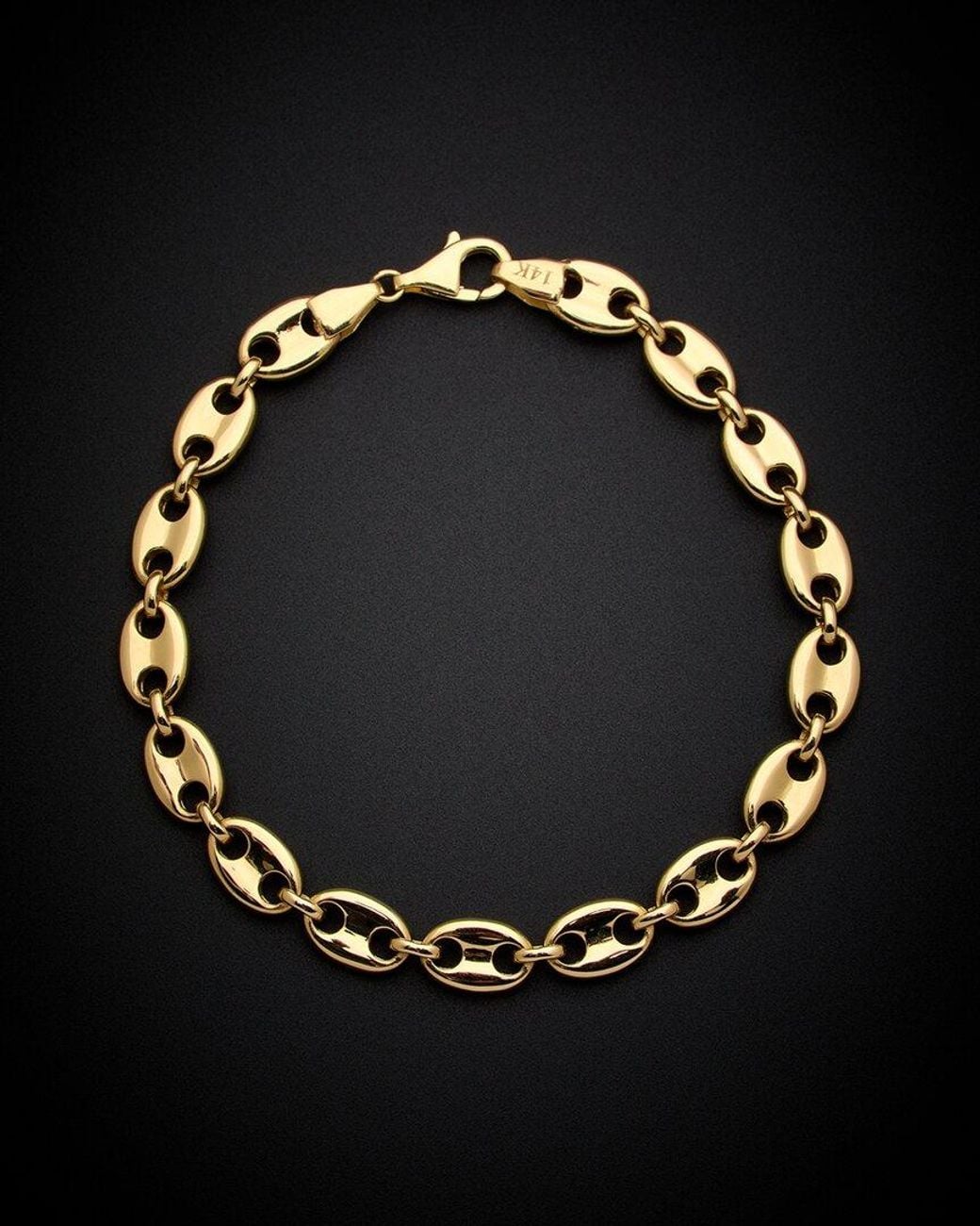 Italian Gold Black 14k Puffed Mariner Bracelet