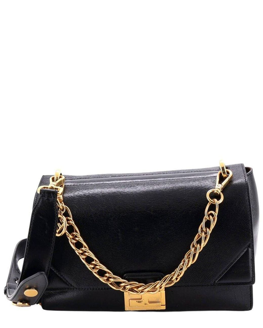 Fendi Black Leather Kan U Shoulder Bag Medium (Authentic Pre-Loved)