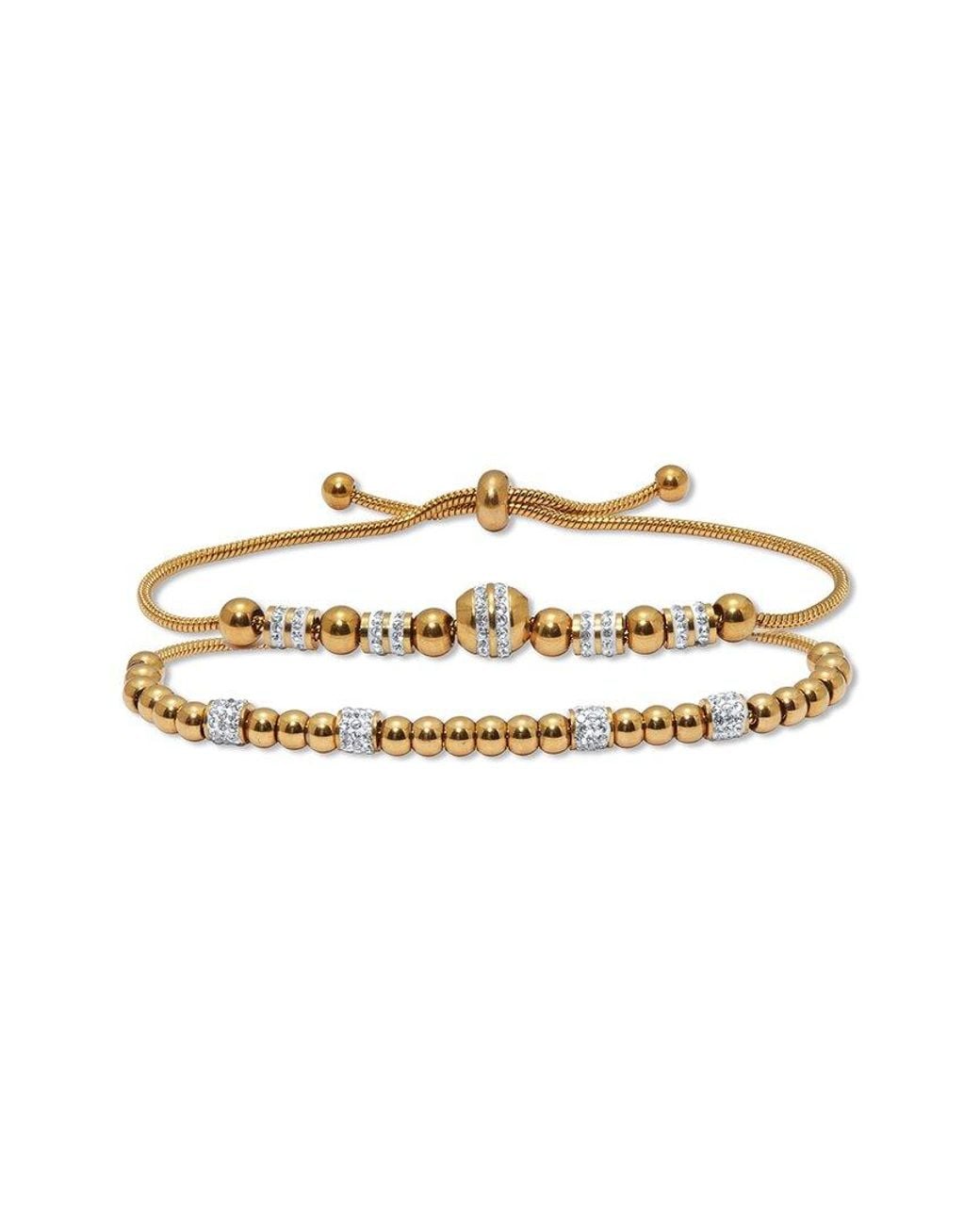 Palmbeach Jewelry White Plated Stainless Steel Crystal Bracelet