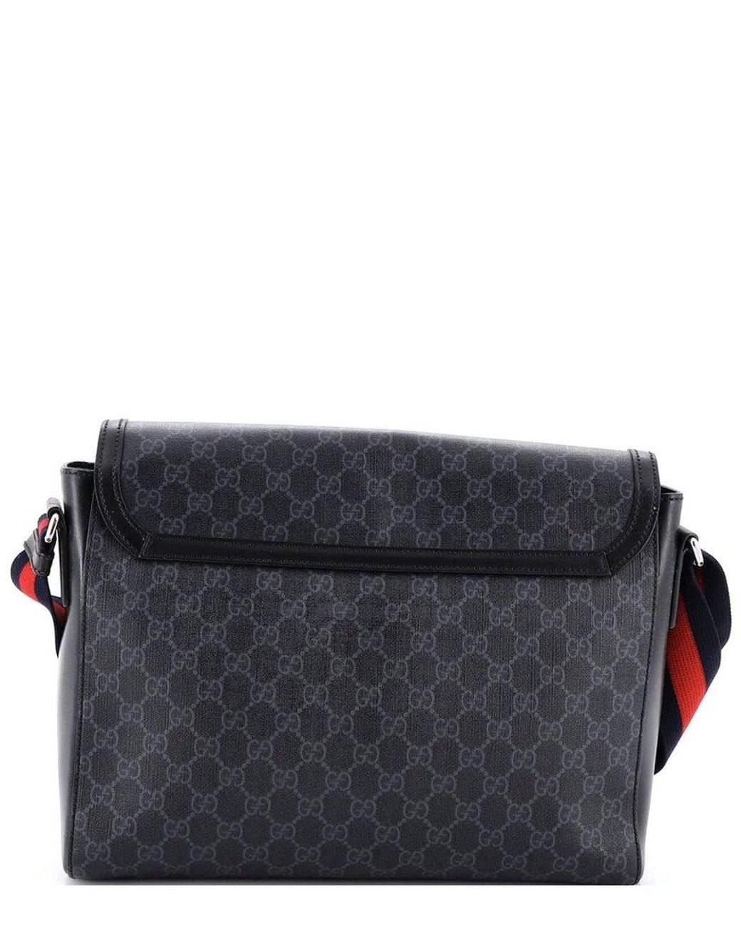 Gucci Red Gg Coated Canvas Night Courrier Flap Messenger With Applique Large (Authentic Pre-Loved)