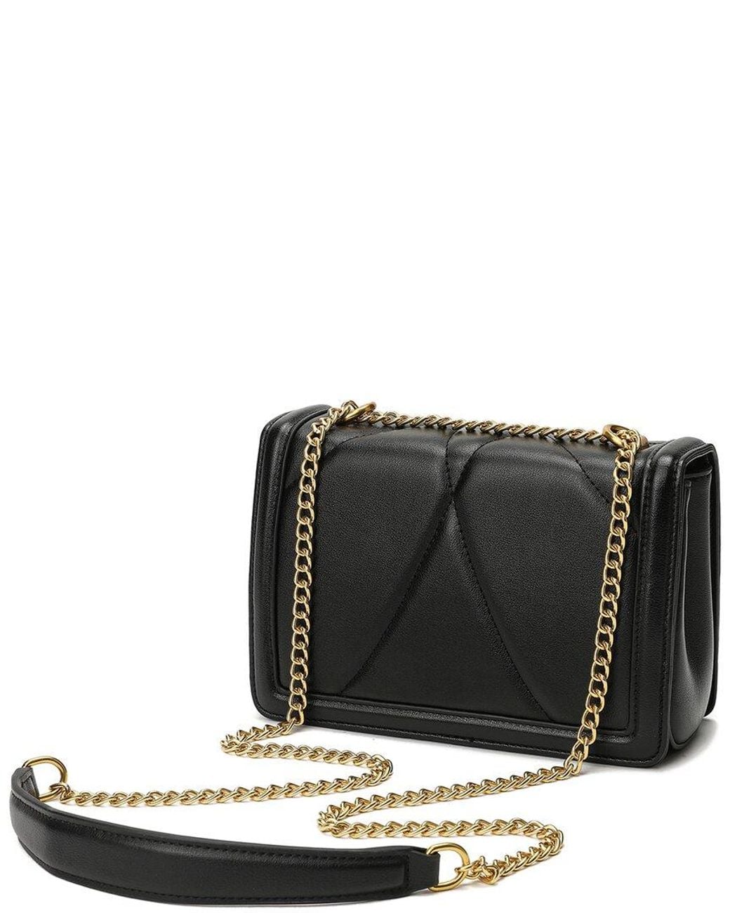 Tiffany & Fred Paris Black Heart Shaped Quilted Leather Messenger Bag