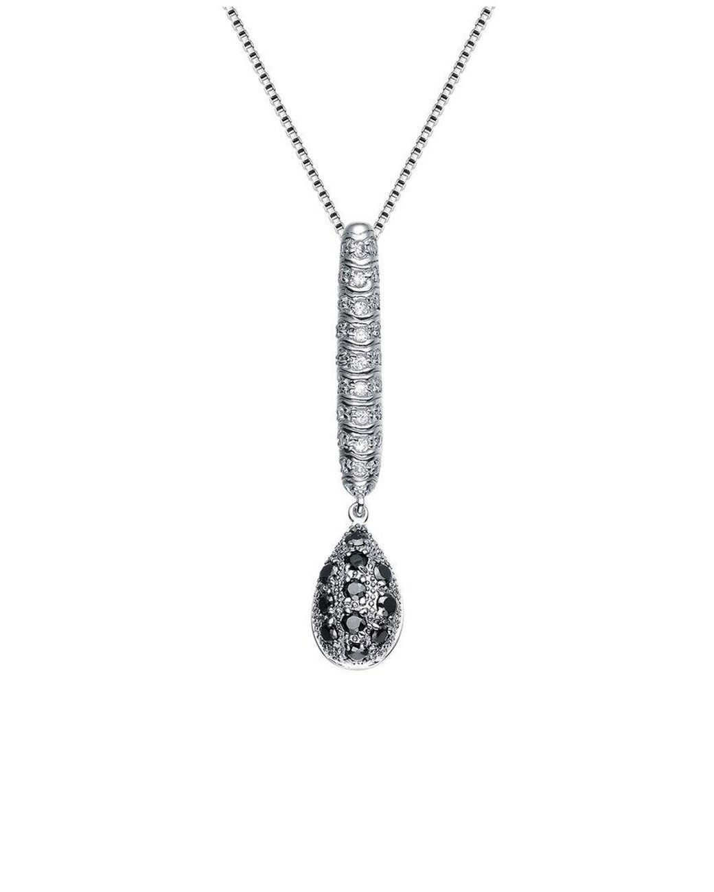 Genevive Jewelry White Silver Cz Pendant