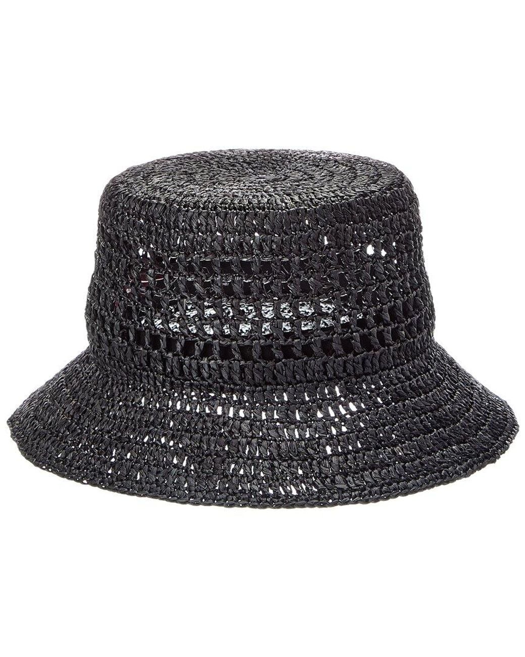 Bruno Magli Black Crochet Short Brim Bucket Hat