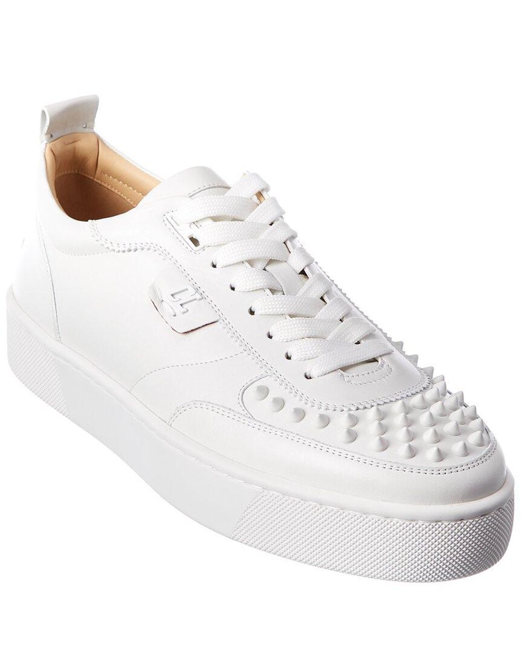 Christian Louboutin Happyrui Spikes Leather Sneaker in White for Men | Lyst