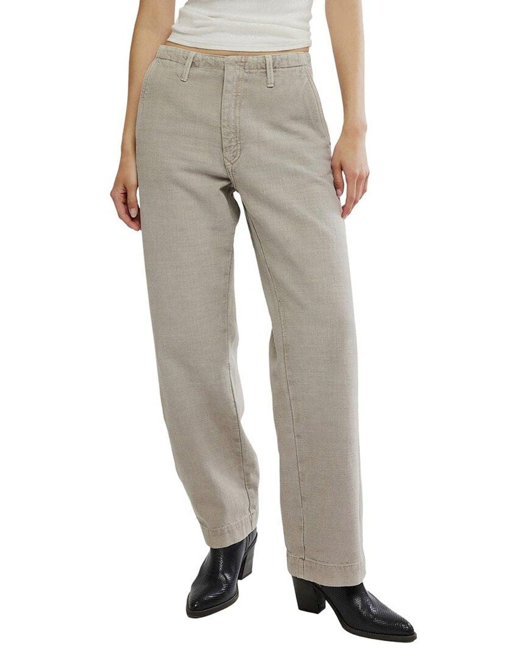Free People Gray East Side Denim Straight Leg Jean
