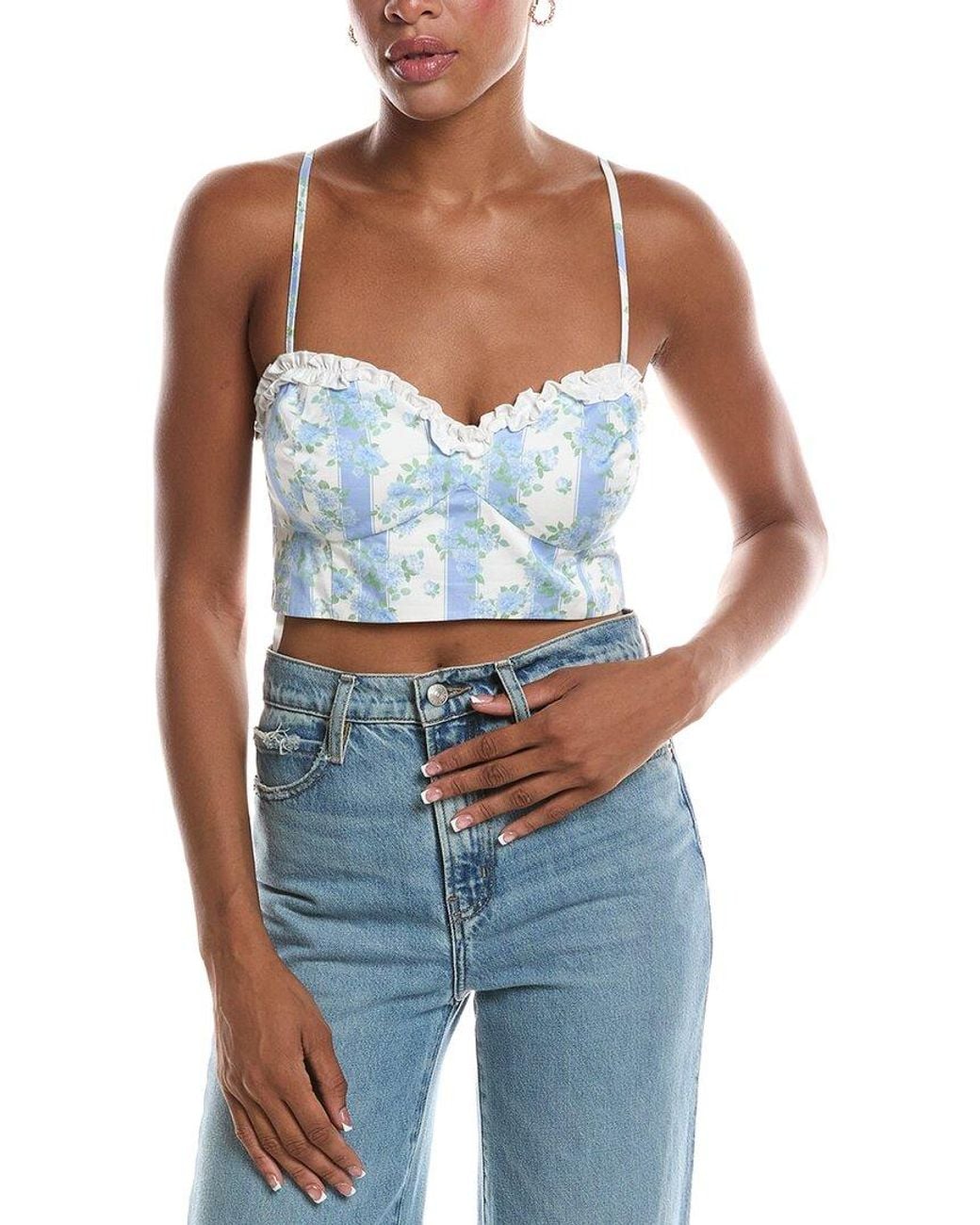For Love & Lemons Blue Atlanta Crop Top