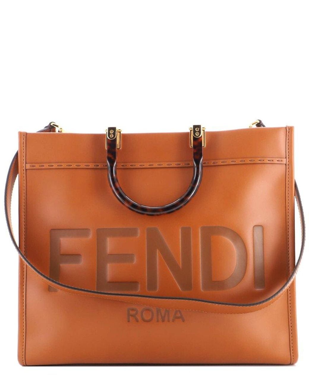 Fendi Brown Sheep Leather Sunshine Shopper Tote Medium (Authentic Pre-Loved)