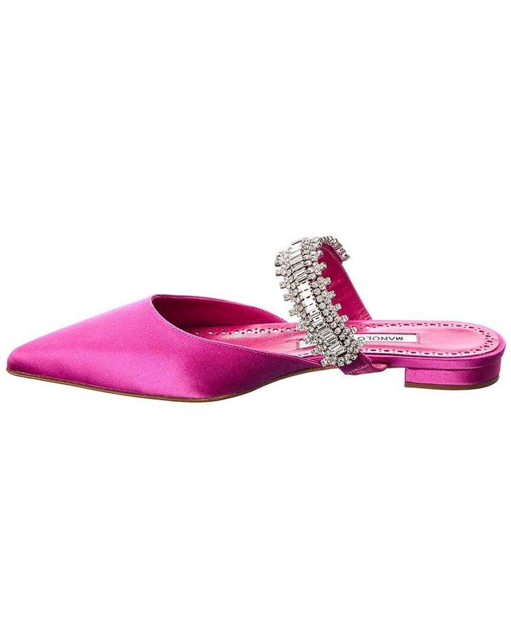 Manolo Blahnik Pink Lutara Satin Flat