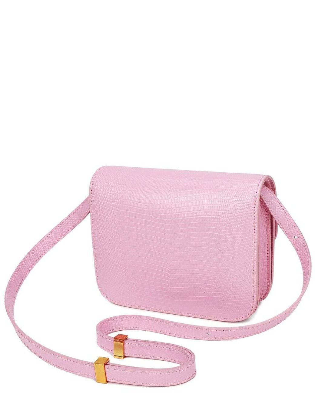 Tiffany & Fred Paris Pink Lizard-embossed Leather Crossbody