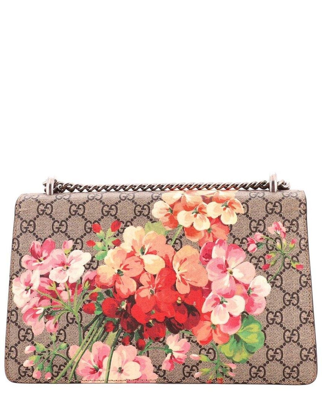 Gucci Pink Blooms Print Gg Coated Canvas Dionysus Bag Small (Authentic Pre- Loved)