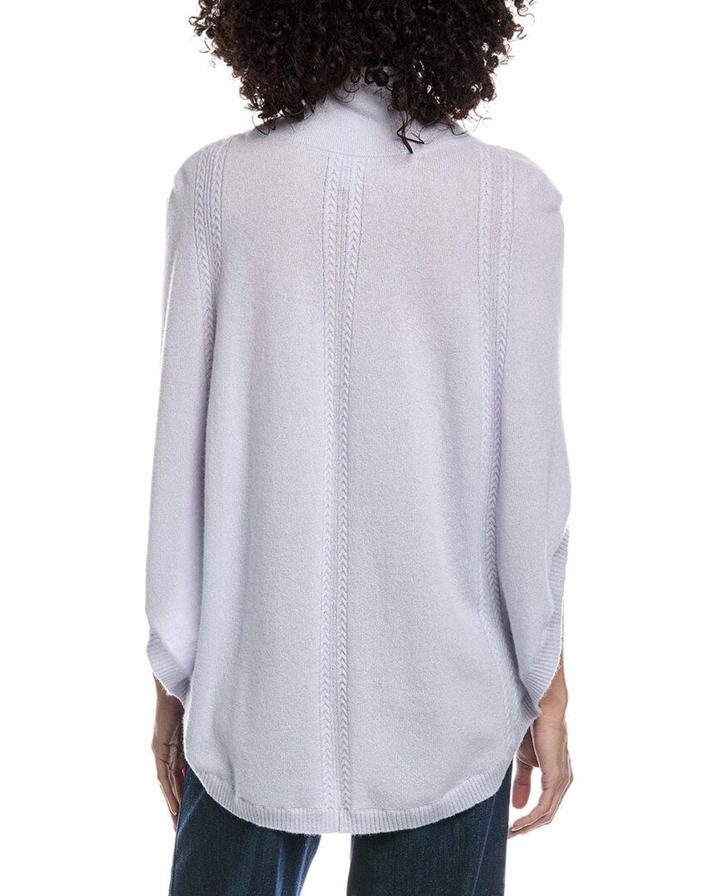 Hannah Rose Blue Arrowhead Cable Cashmere Poncho